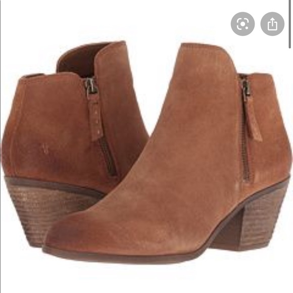 Frye Shoes - Frye Judy Brown Suede Booties Ankle Zip Size 6.5